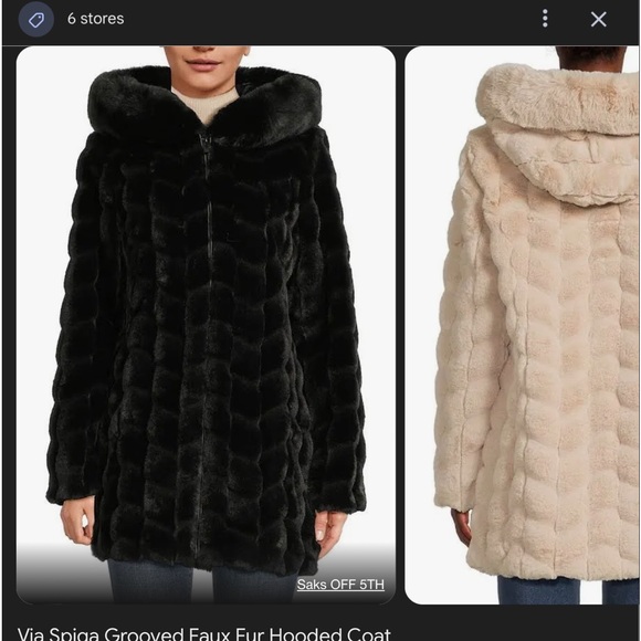 Via Spiga faux fur chevron with hood , soooo soft worn on my a couple times - Picture 4 of 4